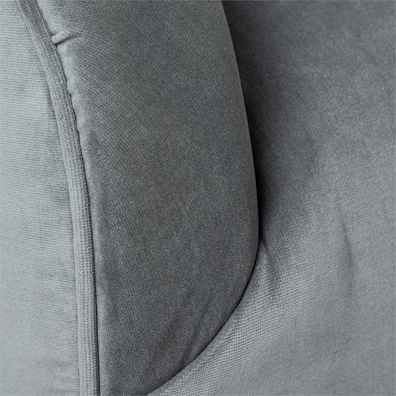 Pemberly Row Gray Blue Velvet Covered Seat w Gold Swivel Base Accent Chair