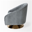 Pemberly Row Gray Blue Velvet Covered Seat w Gold Swivel Base Accent Chair