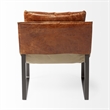 Pemberly Row Hornet Brown Leather Unibody Seat w/ Black Metal Frame Accent Chair