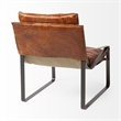 Pemberly Row Hornet Brown Leather Unibody Seat w/ Black Metal Frame Accent Chair