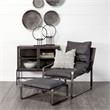 Pemberly Row Hornet Black Leather Body Metal Frame Accent Chair