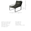 Pemberly Row Hornet Black Leather Body Metal Frame Accent Chair