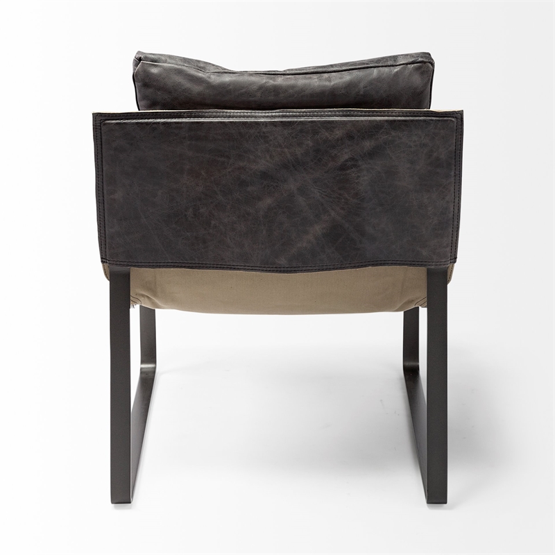 Pemberly Row Hornet Black Leather Body Metal Frame Accent Chair