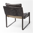 Pemberly Row Hornet Black Leather Body Metal Frame Accent Chair