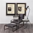 Pemberly Row Hornet Black Leather Body Metal Frame Accent Chair