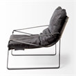 Pemberly Row Hornet Black Leather Body Metal Frame Accent Chair