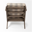 Pemberly Row Striped Light Brown Jute Fabric Wrapped Wooden Frame Chair