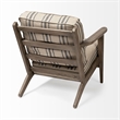 Pemberly Row Striped Light Brown Jute Fabric Wrapped Wooden Frame Chair