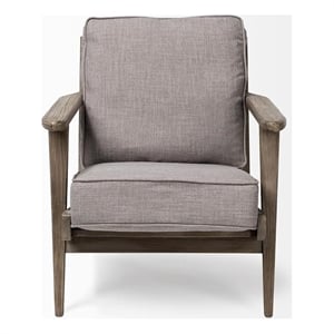 Pemberly Row Flint Gray Fabric Covered Wooden Frame Accent Chair