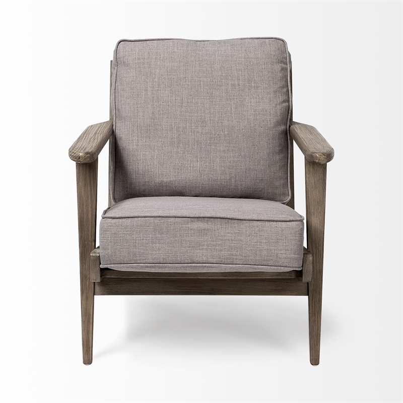 Pemberly Row Flint Gray Fabric Covered Wooden Frame Accent Chair