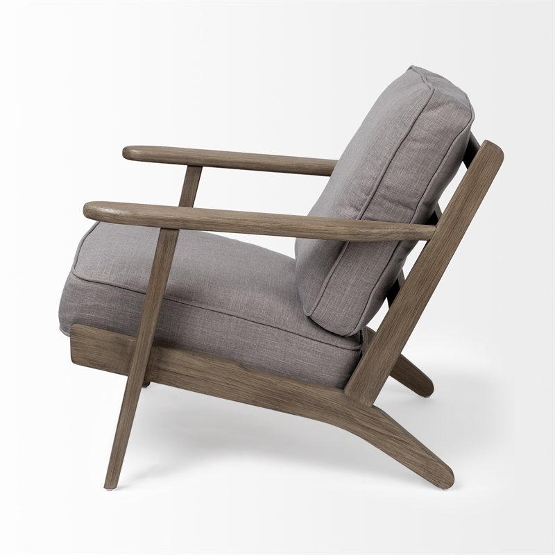 Pemberly Row Flint Gray Fabric Covered Wooden Frame Accent Chair