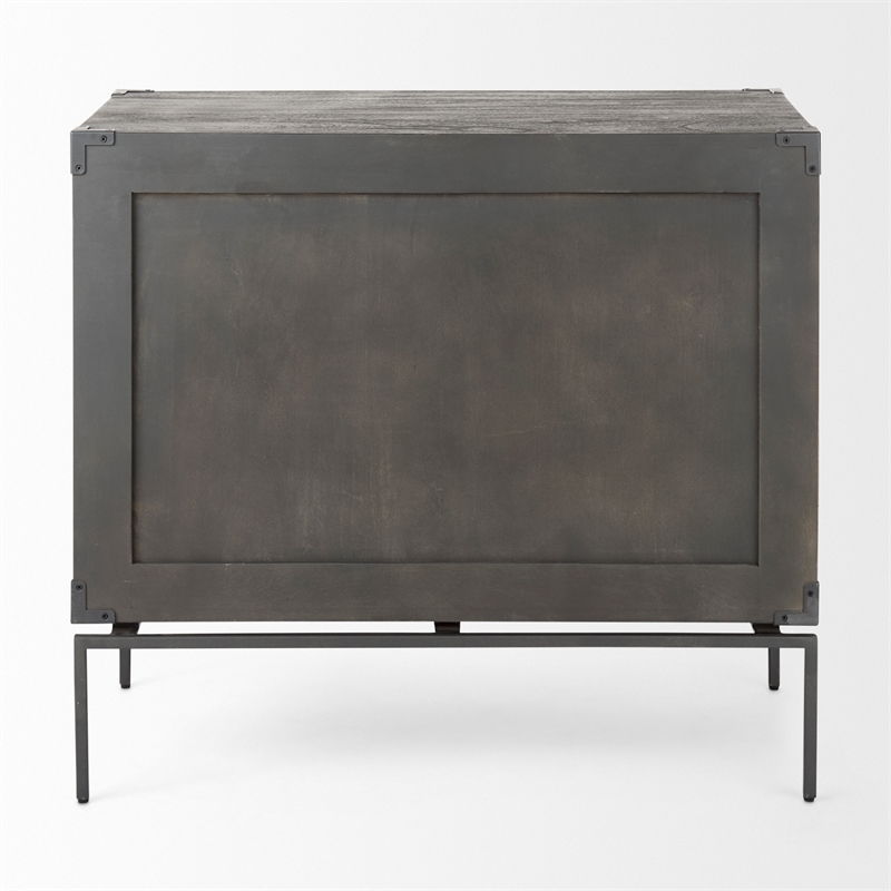 Pemberly Row Dark Brown Wood & Iron Three Drawer Accent Cabinet