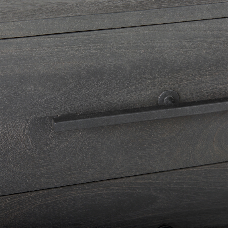 Pemberly Row Dark Brown Wood & Iron Three Drawer Accent Cabinet