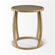 Pemberly Row Round Top Light Brown Wood & Glass Accent Table