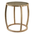 Pemberly Row Round Top Light Brown Wood & Glass Accent Table