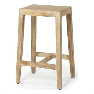 Pemberly Row Transitional 25&quot Seat Height Brown Wood Seat & Frame Stool