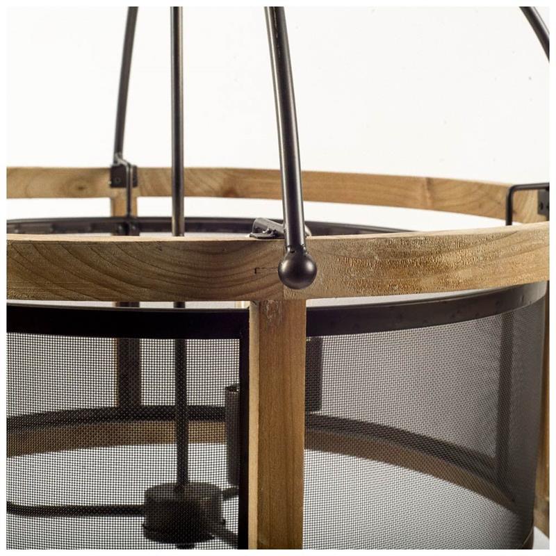 Pemberly Row Farmhouse 25x24 Black & Metal Three Bulb Chandelier