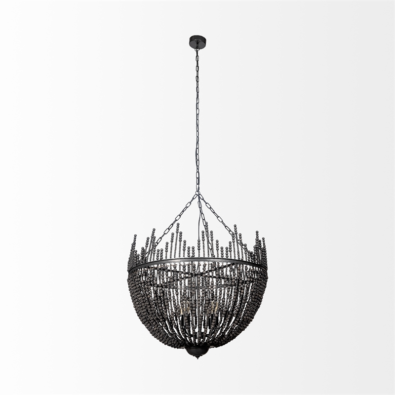Pemberly Row Contemporary Bead Bowl-Style 4 Bulb Chandelier in Black