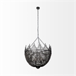 Pemberly Row Contemporary Bead Bowl-Style 4 Bulb Chandelier in Black