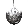 Pemberly Row Contemporary Bead Bowl-Style 4 Bulb Chandelier in Black