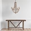 Pemberly Row Silver Metal Chassis & White Wood Beaded Six Bulb Chandelier