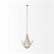 Pemberly Row Silver Metal Chassis & White Wood Beaded Six Bulb Chandelier