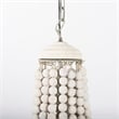 Pemberly Row Silver Metal Chassis & White Wood Beaded Six Bulb Chandelier