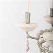 Pemberly Row Silver Metal Chassis & White Wood Beaded Six Bulb Chandelier