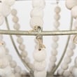 Pemberly Row Silver Metal Chassis & White Wood Beaded Six Bulb Chandelier