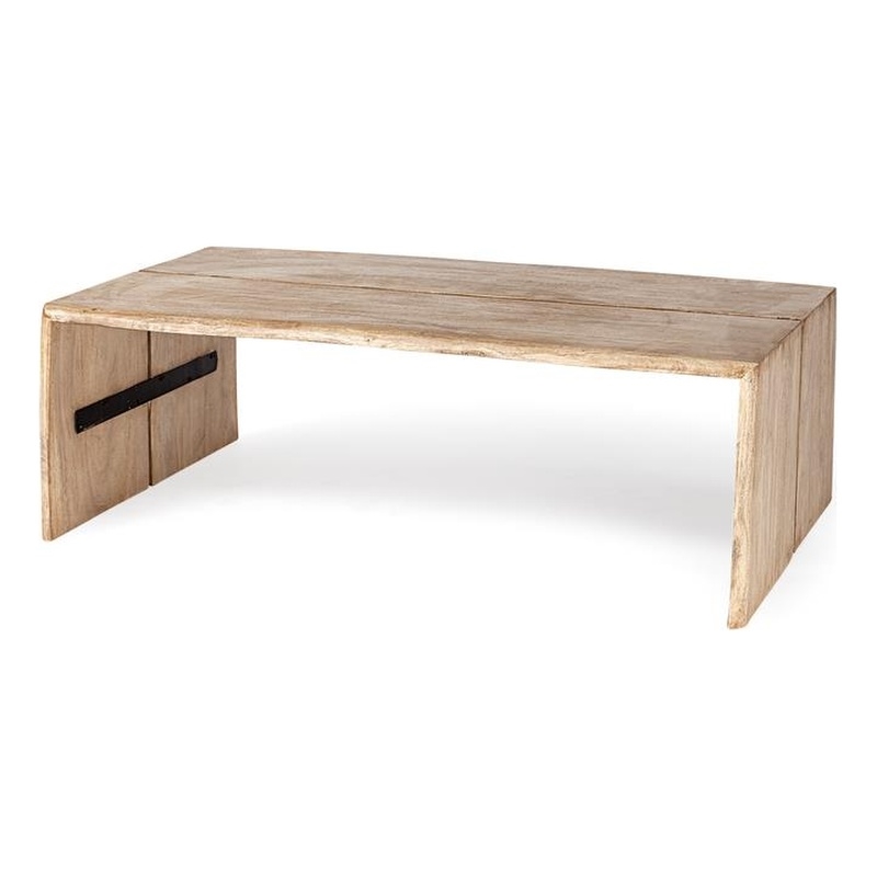 Pemberly Row 48x25 Rectangular Brown Solid Wood Top & Base Coffee Table