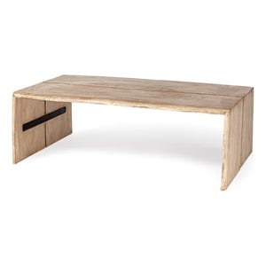 Pemberly Row 48x25 Rectangular Brown Solid Wood Top & Base Coffee Table