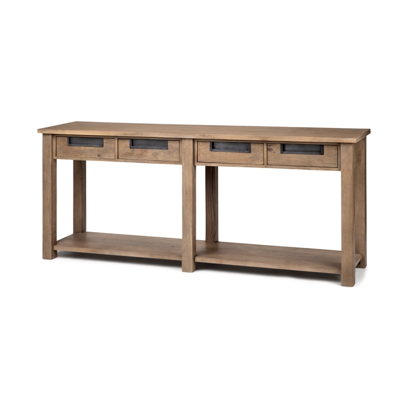 Pemberly Row 72x30 LIGHT BROWN WOOD FOUR DRAWER CONSOLE TABLE