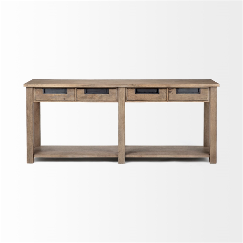 Pemberly Row 72x30 LIGHT BROWN WOOD FOUR DRAWER CONSOLE TABLE
