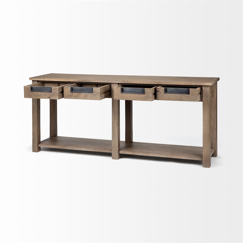 Pemberly Row 72x30 LIGHT BROWN WOOD FOUR DRAWER CONSOLE TABLE