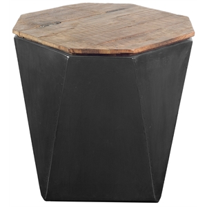 Pemberly Row 19.3&quotx20.9&quot Black Metal and Brown Wood End/Side Table