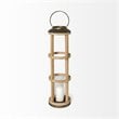 Pemberly Row Farmhouse Large Natural Wood Cylindrical Lantern