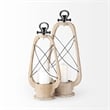 Pemberly Row Large Brown Wooden Vintage Inspired Candle Holder Lantern