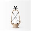 Pemberly Row Small Brown Wooden Vintage Inspired C&le Holder Lantern