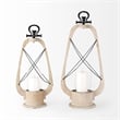 Pemberly Row Small Brown Wooden Vintage Inspired C&le Holder Lantern