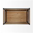 Pemberly Row Set of Two Light Brown Wood Black Iron Decorative Serving Trays