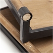Pemberly Row Set of Two Light Brown Wood Black Iron Decorative Serving Trays