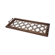 Pemberly Row Brown Wood with Glass Top Rectangular Serving Tray