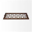 Pemberly Row Brown Wood with Glass Top Rectangular Serving Tray