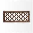Pemberly Row Brown Wood with Glass Top Rectangular Serving Tray