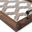 Pemberly Row Brown Wood with Glass Top Rectangular Serving Tray
