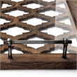 Pemberly Row Brown Wood with Glass Top Rectangular Serving Tray