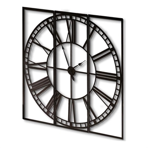 Pemberly Row 60&quot Square Oversized+ Industrial Wall Clock in Black Metal