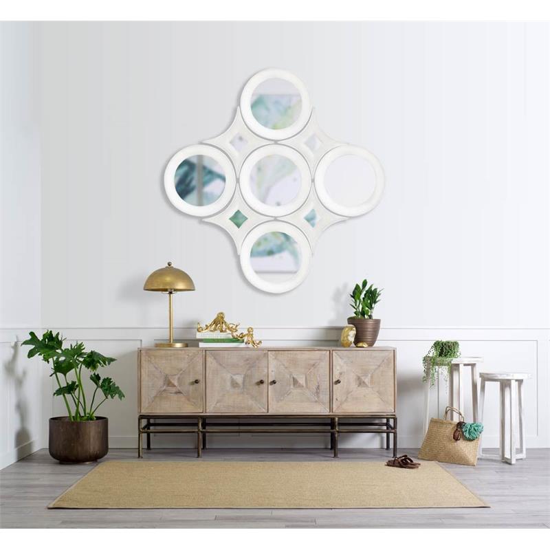 Pemberly Row Contemporary 16.5x16.5 Star White Wood Frame Mirror