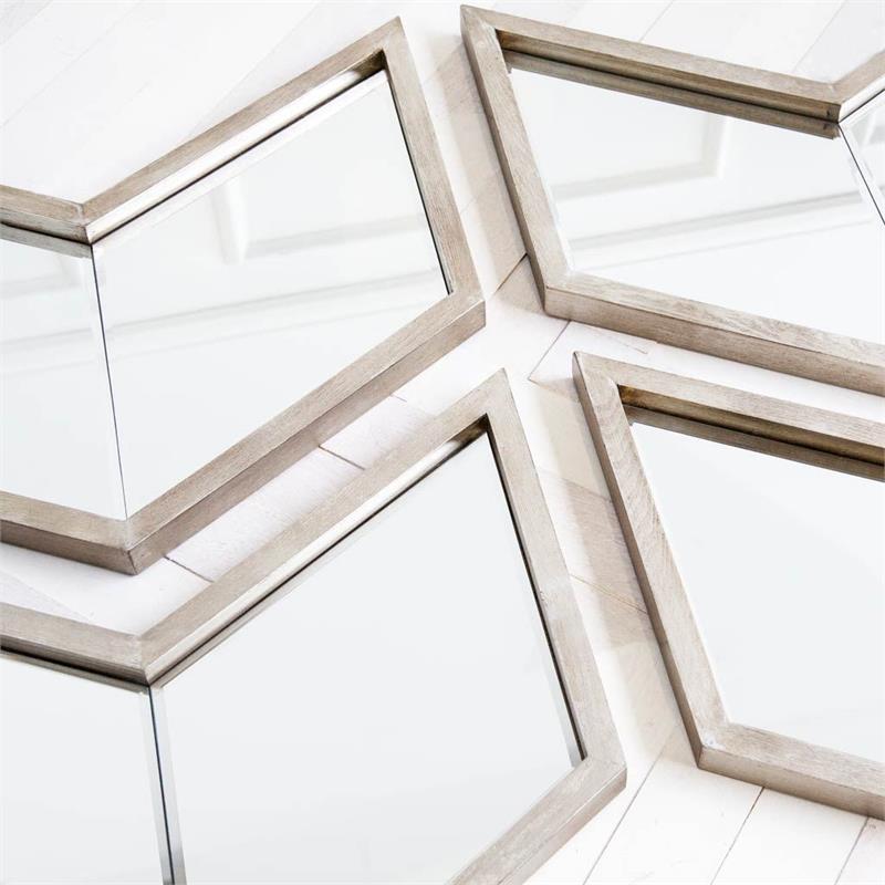 Pemberly Row Modern Transitional 26x22 Brown Wood Frame Mirror
