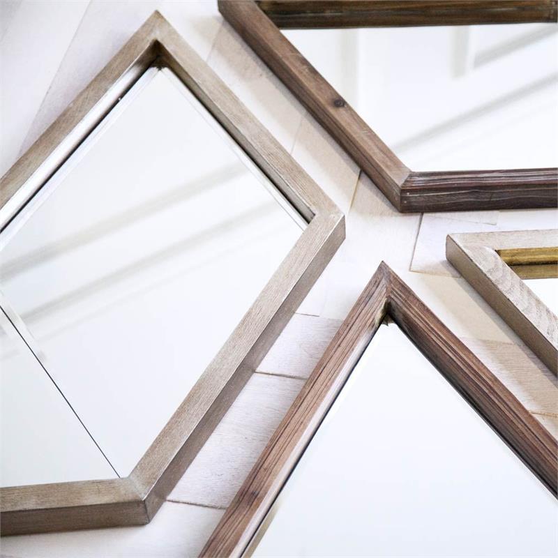 Pemberly Row Modern Transitional 26x22 Brown Wood Frame Mirror